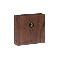 QUVIO Wandhaak Houten Vierkant Met Metalen Haakje - Donker Hout + Goud -Opslag Meubelwinkel 1000071837 0102