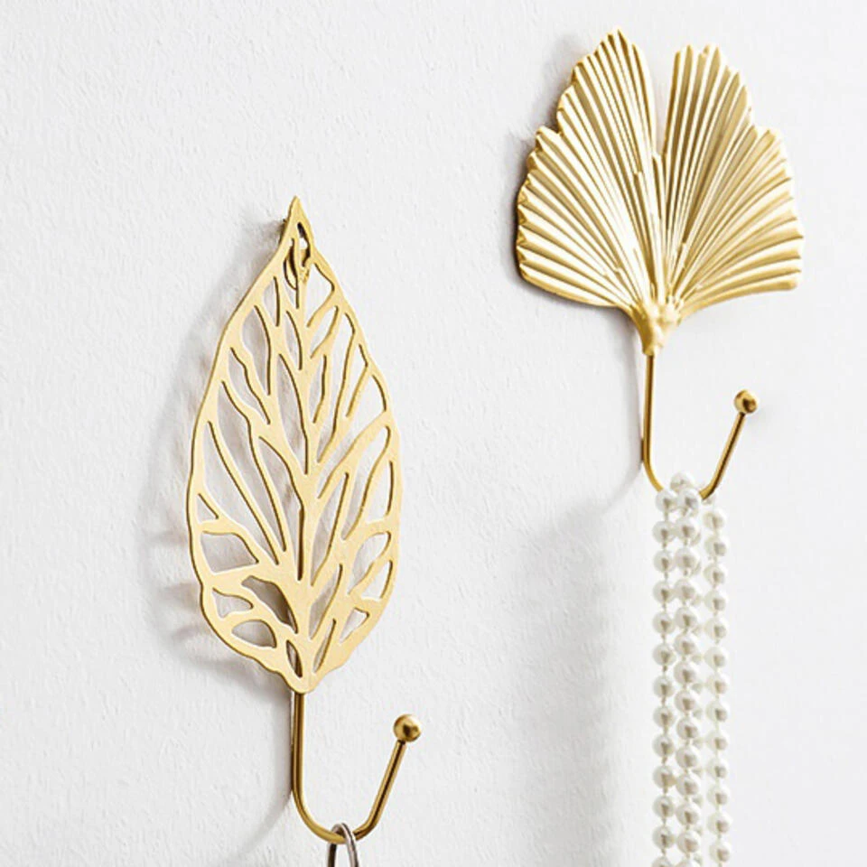 QUVIO Wandhaak Ginkgo Blad - Metaal - Goud 3 QUVIO Wandhaak Ginkgo Blad - Metaal - Goud - Afbeelding 2