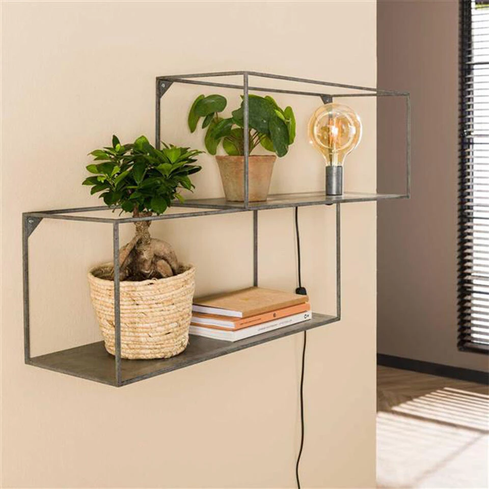 Industrieel Wandschap Timo Vierkant 90 Cm Oud Zilver 23x90x50 Cm Metaal 5 Industrieel Wandschap Timo Vierkant 90 Cm Oud Zilver 23x90x50 Cm Metaal - Afbeelding 3