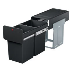 Hailo Tandem Inbouwprullenbak - 2x14L - Zwart