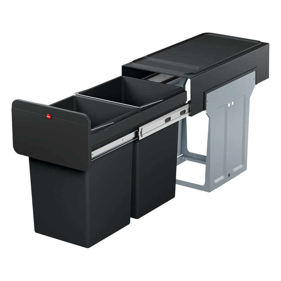 Hailo Tandem Inbouwprullenbak - 2x14L - Zwart 2 Hailo Tandem Inbouwprullenbak - 2x14L - Zwart