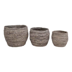 Giga Meubel Rotan Bloemenmand Set Van 3 - Rotan - Vergrijsd - Mand Tivoli -Opslag Meubelwinkel 1000073804 0102