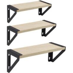 ACAZA Set Van 3 Wandplanken - 30, 35 En 40 Cm Lang - Licht Bruin -Opslag Meubelwinkel 1000073989 0101
