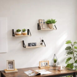 ACAZA Set Van 3 Wandplanken - 30, 35 En 40 Cm Lang - Licht Bruin -Opslag Meubelwinkel 1000073989 0103