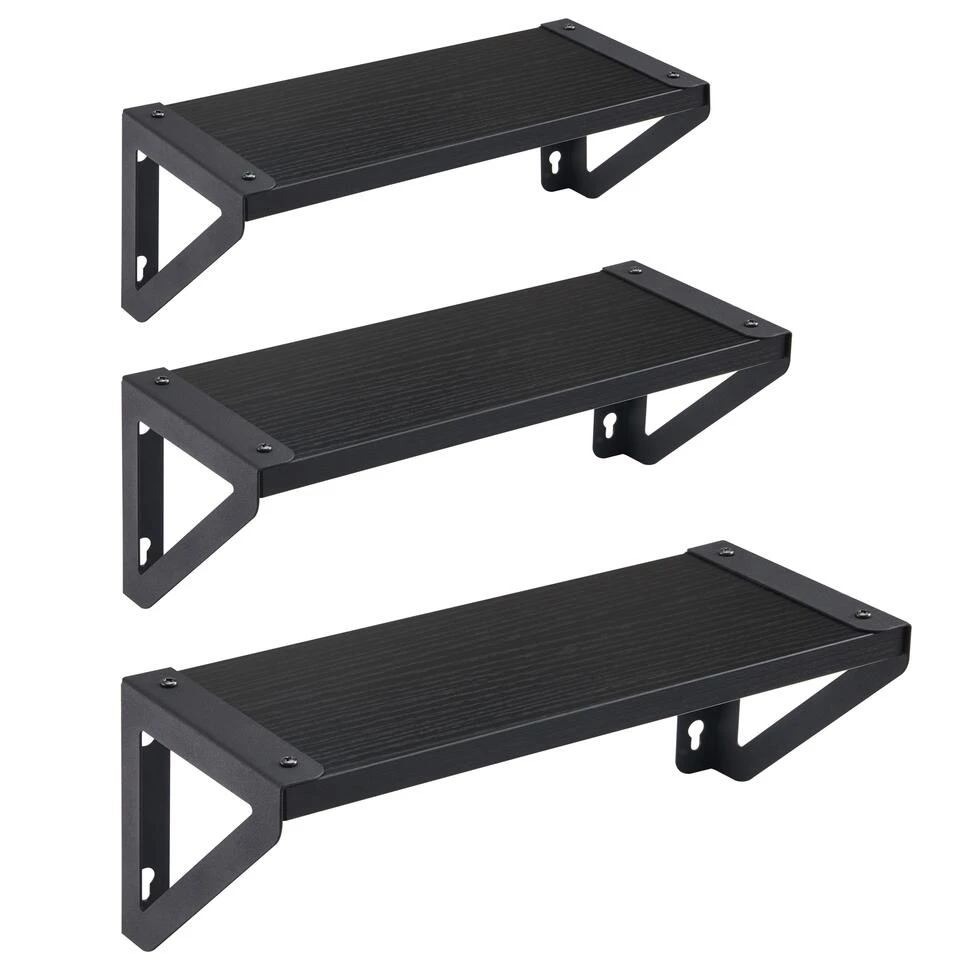 ACAZA Set Van 3 Wandplanken - 30, 35 En 40 Cm Lang - Zwart 4 ACAZA Set Van 3 Wandplanken - 30, 35 En 40 Cm Lang - Zwart - Afbeelding 2