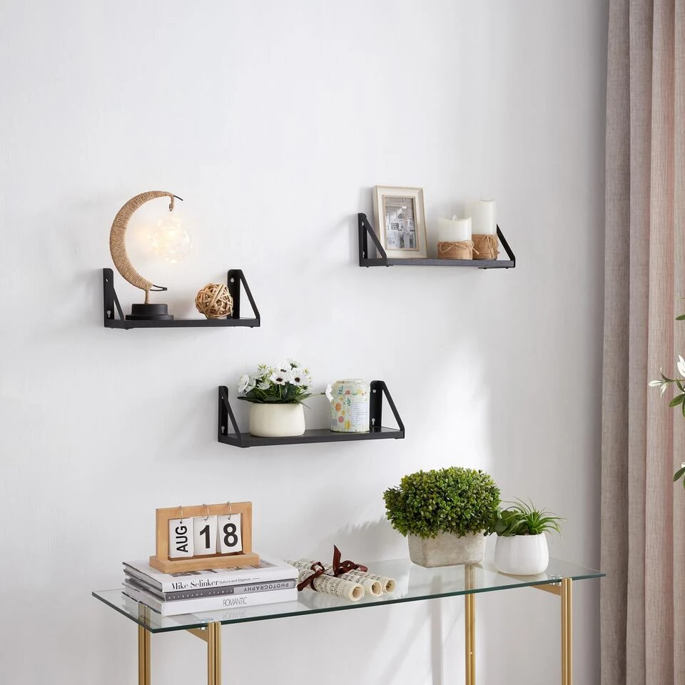 ACAZA Set Van 3 Wandplanken - 30, 35 En 40 Cm Lang - Zwart 6 ACAZA Set Van 3 Wandplanken - 30, 35 En 40 Cm Lang - Zwart - Afbeelding 4