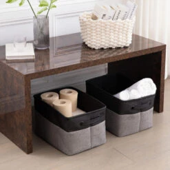 ACAZA Set Van 2 Stoffen Opbergmanden - 37x22x27 Cm - Grijs En Zwart 9 ACAZA Set Van 2 Stoffen Opbergmanden - 37x22x27 Cm - Grijs En Zwart -Opslag Meubelwinkel 1000073999 0103