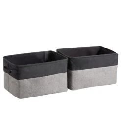 ACAZA Set Van 2 Stoffen Opbergmanden - 37x22x27 Cm - Grijs En Zwart