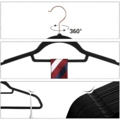 ACAZA Set Van 50 Fluwelen Kledinghangers - Zwart -Opslag Meubelwinkel 1000074002 0102