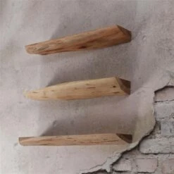 Industriële Wandplanken Durris 60 Cm Set Van 3 - 13x60x4 Cm - Hout - Bruin -Opslag Meubelwinkel 1000074117 0101