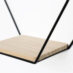 Set Van 3 Zeshoekige Metalen Wandrekjes Met Houten Plankje - Zwart -Opslag Meubelwinkel 1000074118 0102