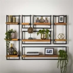 Wandplank Aberdeen 3 X 30 Cm - 25x30x100 Cm - Hout - Bruin -Opslag Meubelwinkel 1000074135 0102