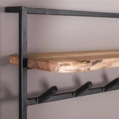 Industriële Kapstok Naomi 12 Haken Acaciahout Metaal 30x100x80 Cm Hout -Opslag Meubelwinkel 1000074805 0102