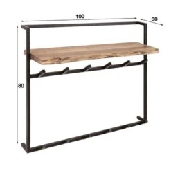Industriële Kapstok Naomi 12 Haken Acaciahout Metaal 30x100x80 Cm Hout -Opslag Meubelwinkel 1000074805 0103