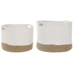 Beliani Mand KAHAN - Wit Katoen, Jute