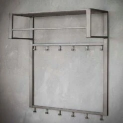 Industriële Kapstok 2x6 - Metaal - Grijs -Opslag Meubelwinkel 1000076578 0102