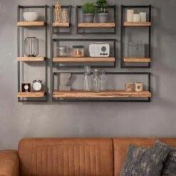 Woody Metaal Wandplank - Hout - Bruin -Opslag Meubelwinkel 1000076604 0102