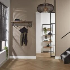 Industriële Kapstok Daya 6 Haaks Notenhout - 30x100x27 Cm - Notenhout - Bruin -Opslag Meubelwinkel 1000076925 0101