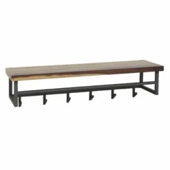 Industriële Kapstok Daya 6 Haaks Notenhout - 30x100x27 Cm - Notenhout - Bruin -Opslag Meubelwinkel 1000076925 0103