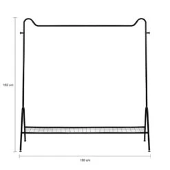 QUVIO Kledingrek Met Schoenen Opbergruimte - Metaal - Zwart -Opslag Meubelwinkel 1000077597 0102