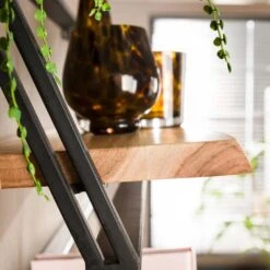 Industriële Wandplank Camila Acaciahout Set Van 3 - 25x100x30 Cm - Hout - Bruin -Opslag Meubelwinkel 1000077605 0104