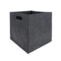 QUVIO Opbergbak Vilt Vierkant - Set Van 6 - Grijs -Opslag Meubelwinkel 1000079555 0102