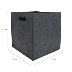 QUVIO Opbergbak Vilt Vierkant - Set Van 6 - Grijs -Opslag Meubelwinkel 1000079555 0103