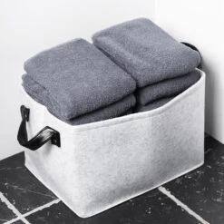 QUVIO Opbergmand Vilt - Grijs - Set Van 4 -Opslag Meubelwinkel 1000081361 0103