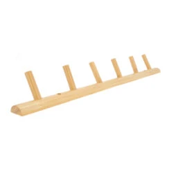 QUVIO Wandkapstok Met 6 Haken - Hout - Lichtbruin -Opslag Meubelwinkel 1000081847 0102