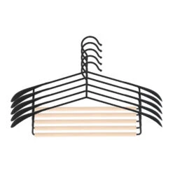 QUVIO Kledinghanger - Set Van 5 - Zwart En Hout -Opslag Meubelwinkel 1000083567 0103