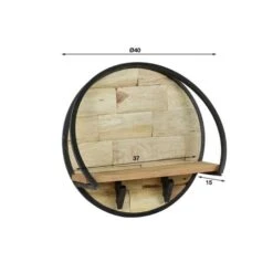 Industrieel Rond Wandrek Acaciahout Mill Ø 40 Cm - 15x40x40 Cm - Hout - Bruin -Opslag Meubelwinkel 1000084472 0103