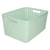 Forte Plastics Opbergmand - Gevlochten - Kunststof - Groen 38x28x19cm -Opslag Meubelwinkel 1000084558