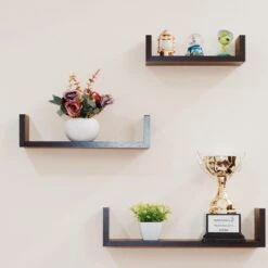 Orange85 Zwarte Wandplanken Keuken Woonkamer Zwevend Muurplank 3 Maten MDF -Opslag Meubelwinkel 1000085659 0101