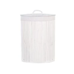 Beliani Mand MATARA - Wit Bamboehout