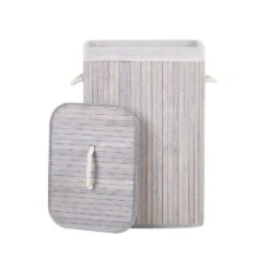 Beliani Mand KOMARI - Grijs Bamboehout -Opslag Meubelwinkel 1000087131 0104