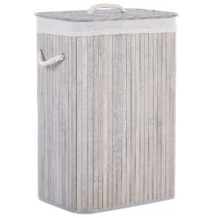 Beliani Mand KOMARI - Grijs Bamboehout