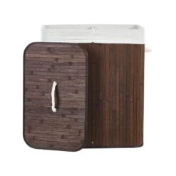 Beliani Mand KANDY - Donkere Houtkleur Bamboehout -Opslag Meubelwinkel 1000087138 0104