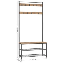 ACAZA Groot Garderoberek XL Met Schoenenbank - Kleur Ashwood -Opslag Meubelwinkel 1000090208 0103