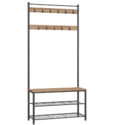 ACAZA Groot Garderoberek XL Met Schoenenbank - Kleur Ashwood