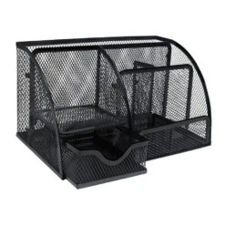 QUVIO Bureau Organizer 5 Vakken + 1 Lade + 1 Plankje Met Gaas - Zwart 8 QUVIO Bureau Organizer 5 Vakken + 1 Lade + 1 Plankje Met Gaas - Zwart -Opslag Meubelwinkel 1000091603 0102