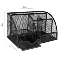 QUVIO Bureau Organizer 5 Vakken + 1 Lade + 1 Plankje Met Gaas - Zwart 9 QUVIO Bureau Organizer 5 Vakken + 1 Lade + 1 Plankje Met Gaas - Zwart -Opslag Meubelwinkel 1000091603 0103