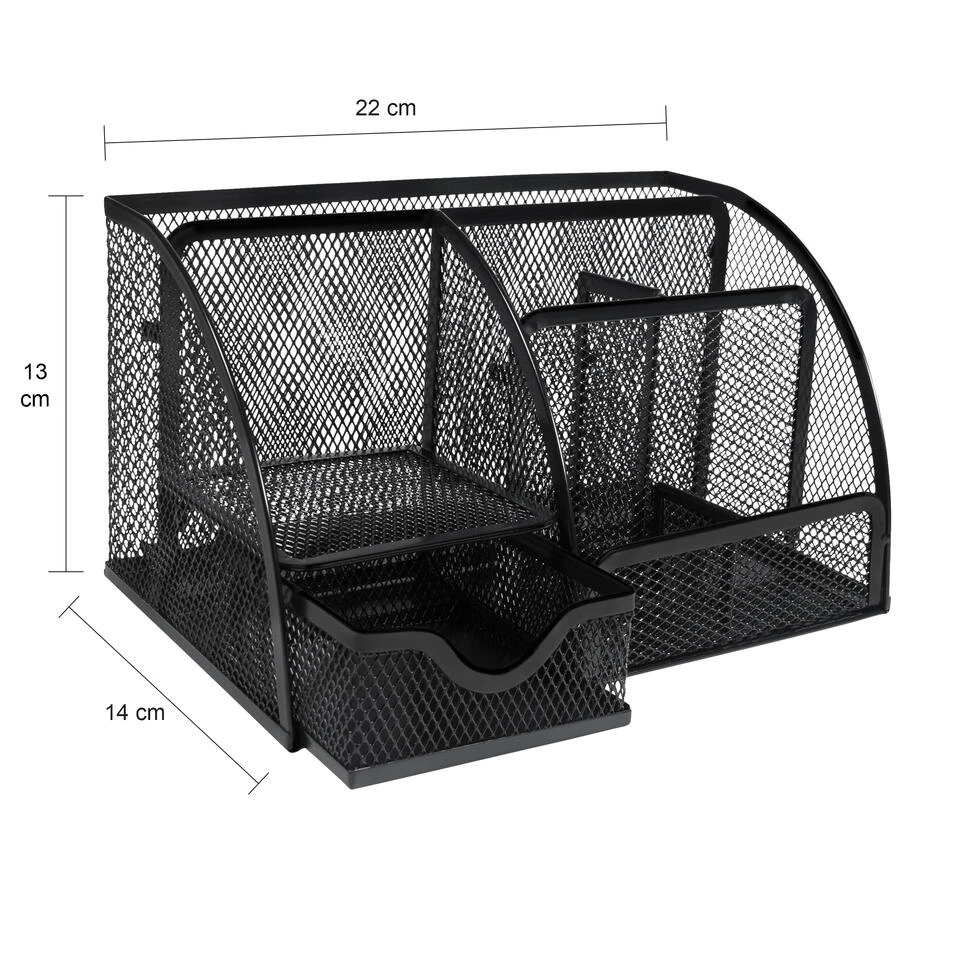 QUVIO Bureau Organizer 5 Vakken + 1 Lade + 1 Plankje Met Gaas - Zwart 6 QUVIO Bureau Organizer 5 Vakken + 1 Lade + 1 Plankje Met Gaas - Zwart - Afbeelding 4