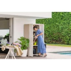 Keter Groove Hoge Kast - 80x45x180 Cm - Beige -Opslag Meubelwinkel 1000095618 0104