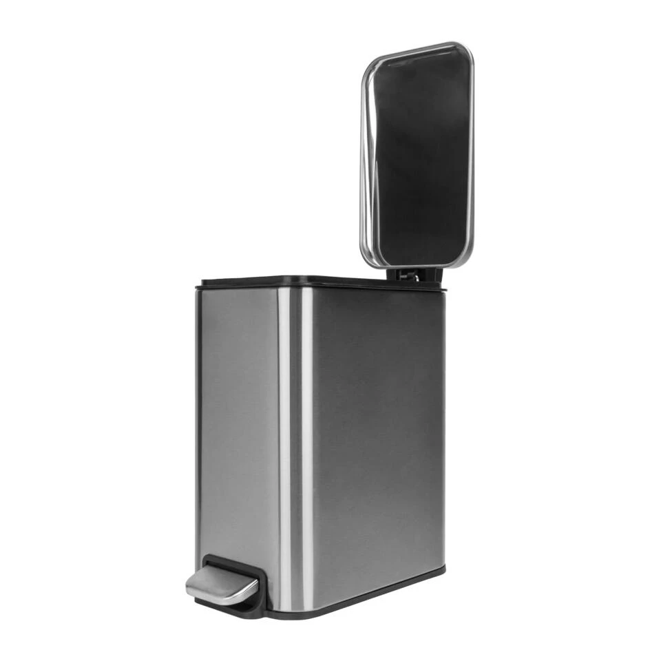 QUVIO Prullenbak Vierkant - 5L - Metaal - Grijs 5 QUVIO Prullenbak Vierkant - 5L - Metaal - Grijs - Afbeelding 3