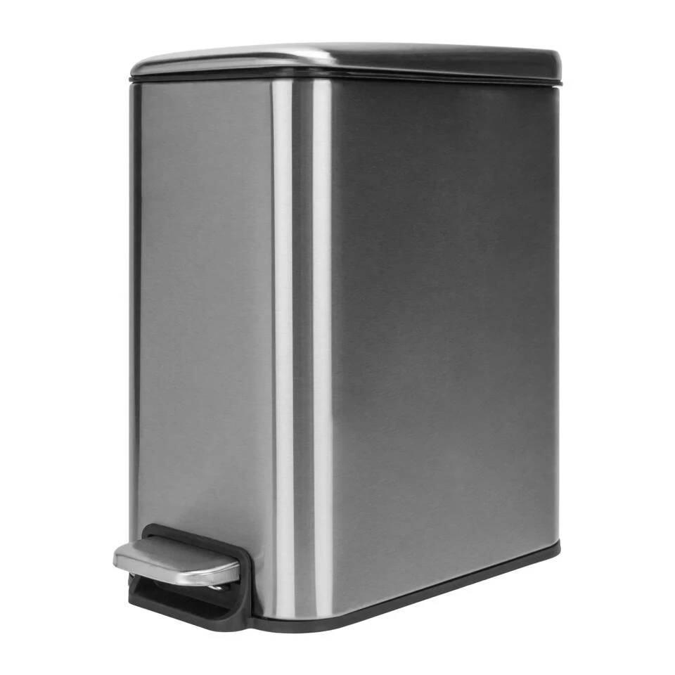 QUVIO Prullenbak Vierkant - 5L - Metaal - Grijs 3 QUVIO Prullenbak Vierkant - 5L - Metaal - Grijs