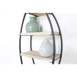 Wandrek Ovaal Met 4 Houten Plankjes - 36x80cm -Opslag Meubelwinkel 1000097796 0101