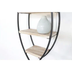 Wandrek Ovaal Met 4 Houten Plankjes - 36x80cm -Opslag Meubelwinkel 1000097796 0102