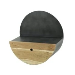 Industrieel Rond Wandrek Hout En Metaal Tim Ø50 Cm - 25x50x50 Cm - Hout - Zwart