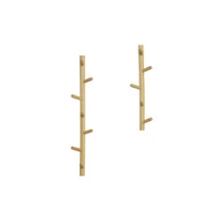 WOOOD Kapstok 5 Haaks Marit - Hout - Naturel - Set Van 3 -Opslag Meubelwinkel 1000098834 0102