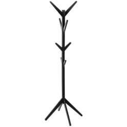 5Five Kapstok - Zwart - MDF Hout - 8 Haaks - 62 X 62 X 173 Cm